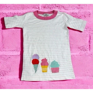 Hanna Andersson Pink Pajama Top Sz 120 US 6-7 Ice Cream Organic Cotton Sleepwear